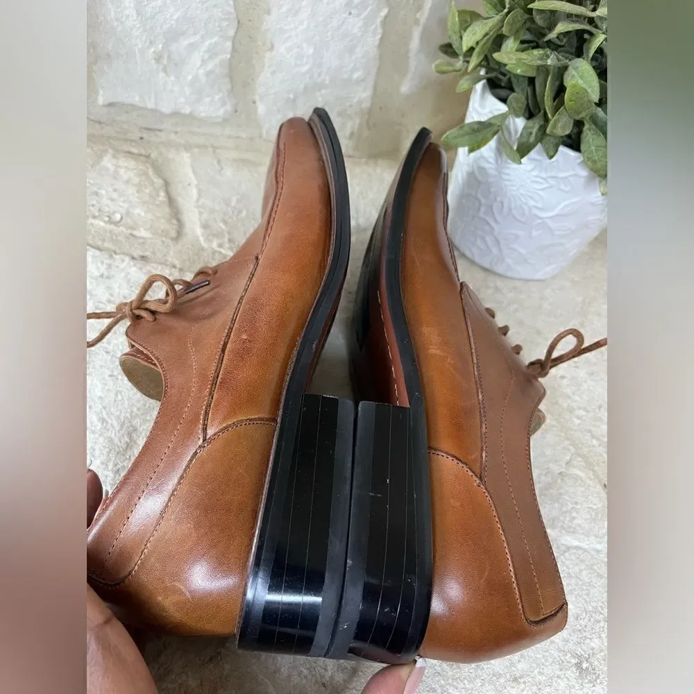 Stacy Adams cognac Derby square toe dress shoes sz 10